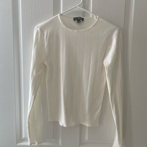 J. Crew Women's Cream Pointelle Long-Sleeve Top